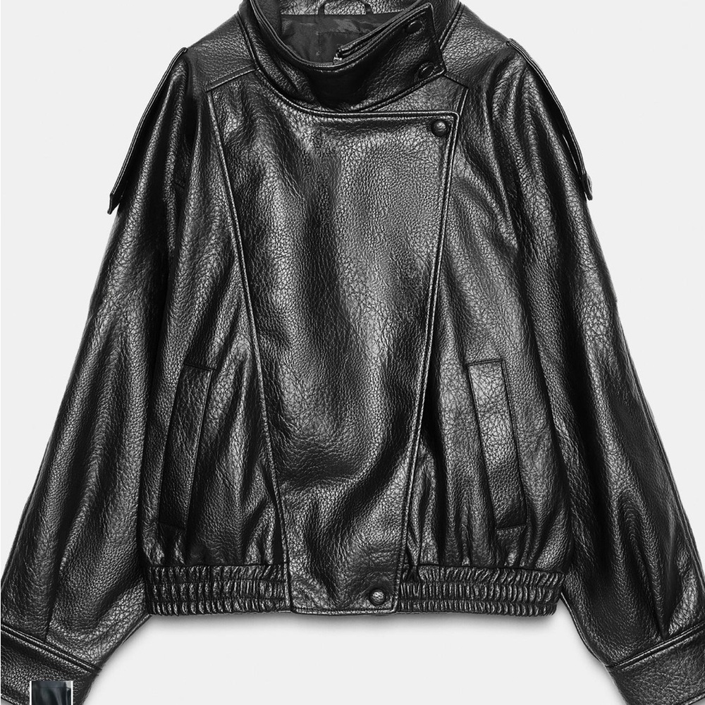 Zara Black Faux Leather Women's Jacket